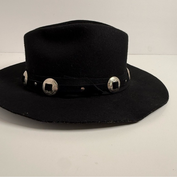 Eddy Bros Hat Cowboy Western Wool Felt Conch Metal Deco Gambler Black Medium USA - Picture 3 of 8